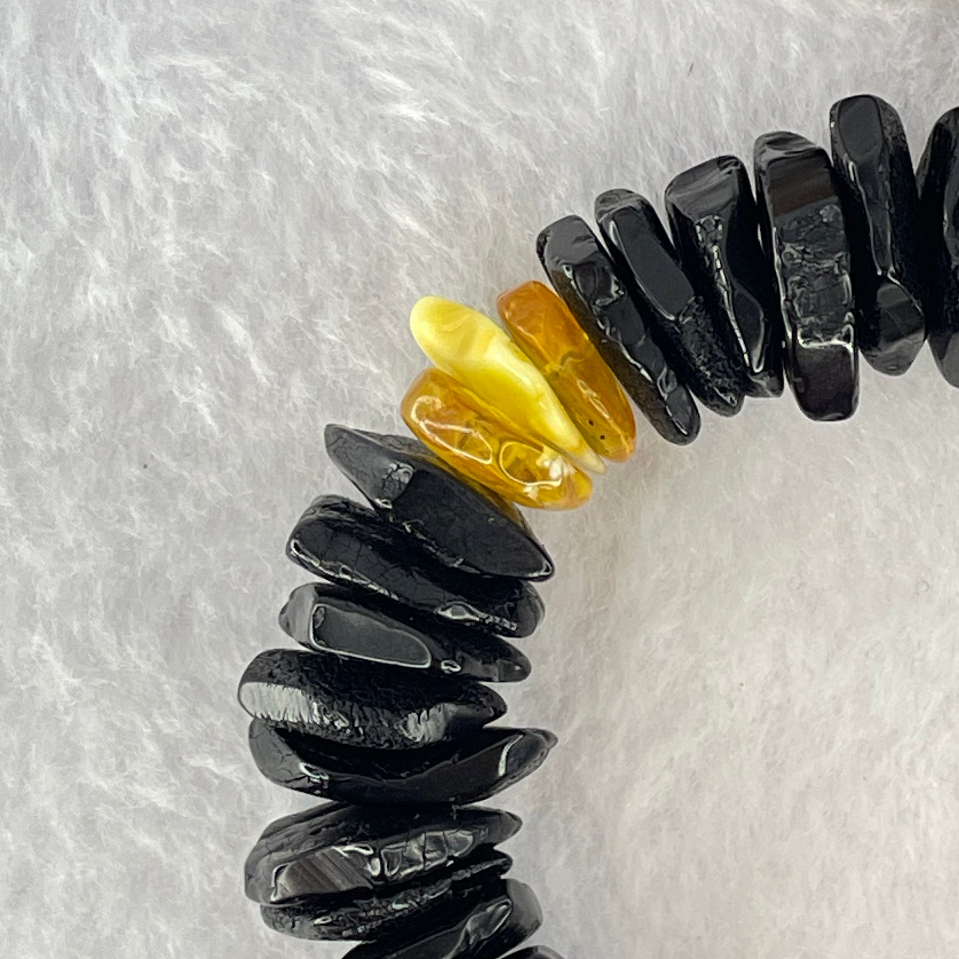 Natural Butterscotch and Blood Amber Irregular Beads Bracelet 29.02g 19cm 16.4 by 13.5 by 6.6mm to 13.5 by 12.9 by 3.7mm 56pcs - Huangs Jadeite and Jewelry Pte Ltd