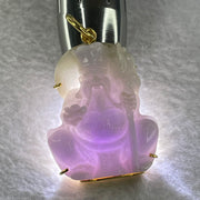 Pre-Love Type A Lavender Jadeite Tu Di Gong in 916 Yellow Gold Setting Large Clasp Inner Diameter 9.3mm suitable for very thick Gold Chain - Huangs Jadeite and Jewelry Pte Ltd