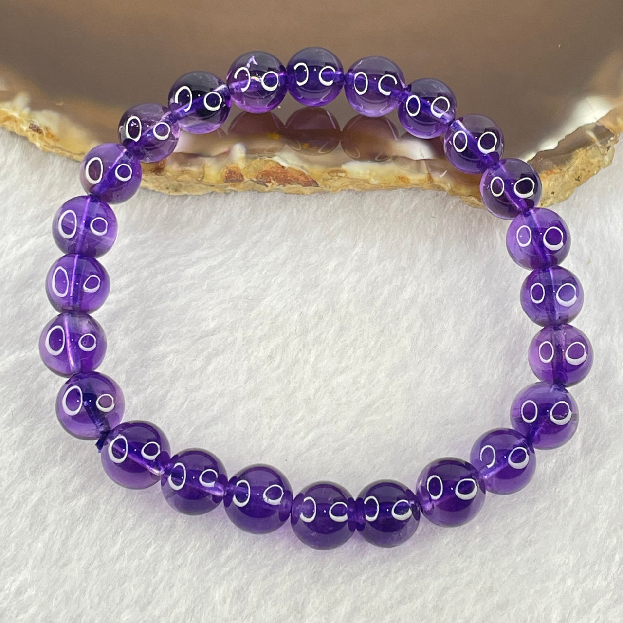 Very Good Grade Natural Amethyst Bracelet 18.03g 16cm 8.3mm 24 Beads - Huangs Jadeite and Jewelry Pte Ltd