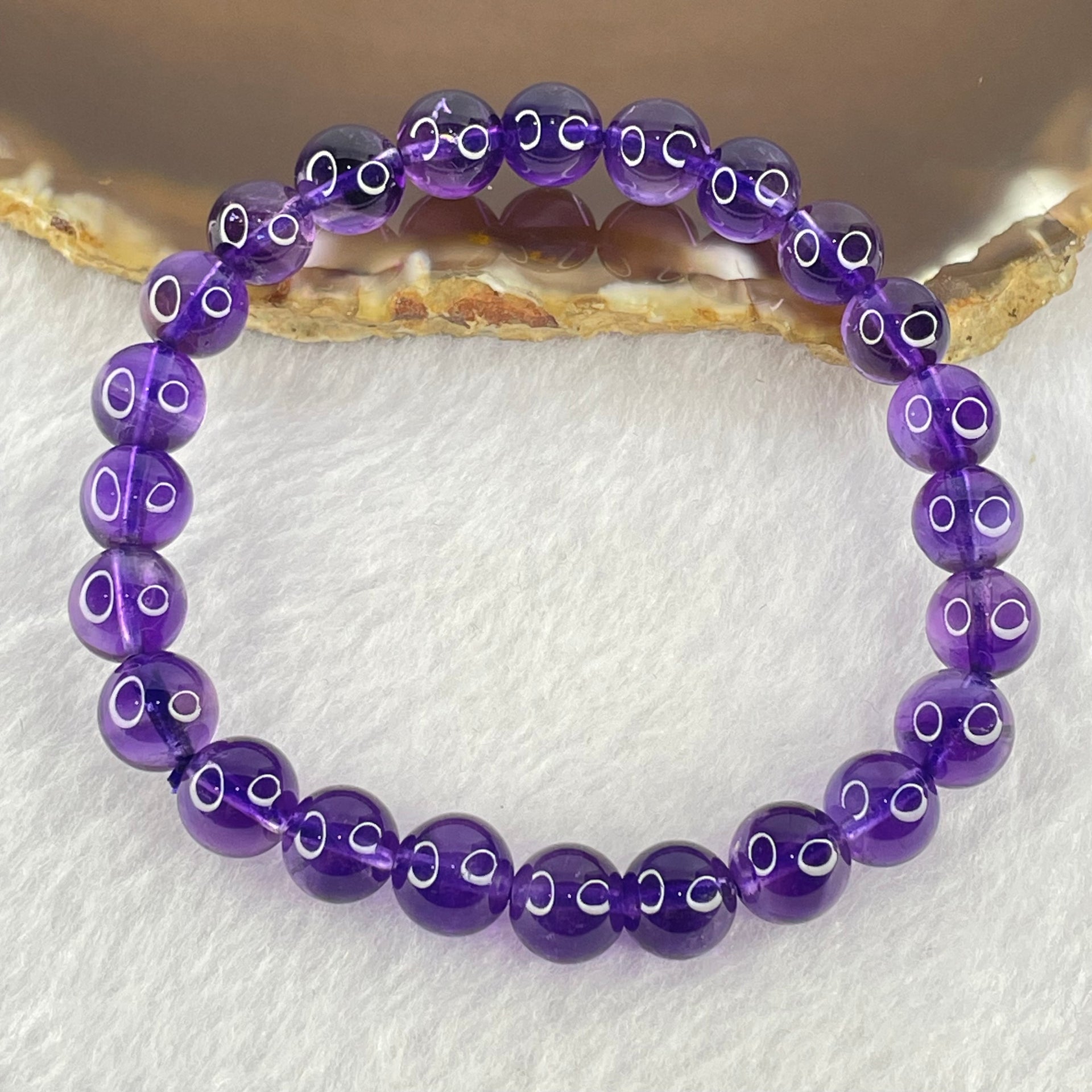 Very Good Grade Natural Amethyst Bracelet 18.03g 16cm 8.3mm 24 Beads - Huangs Jadeite and Jewelry Pte Ltd