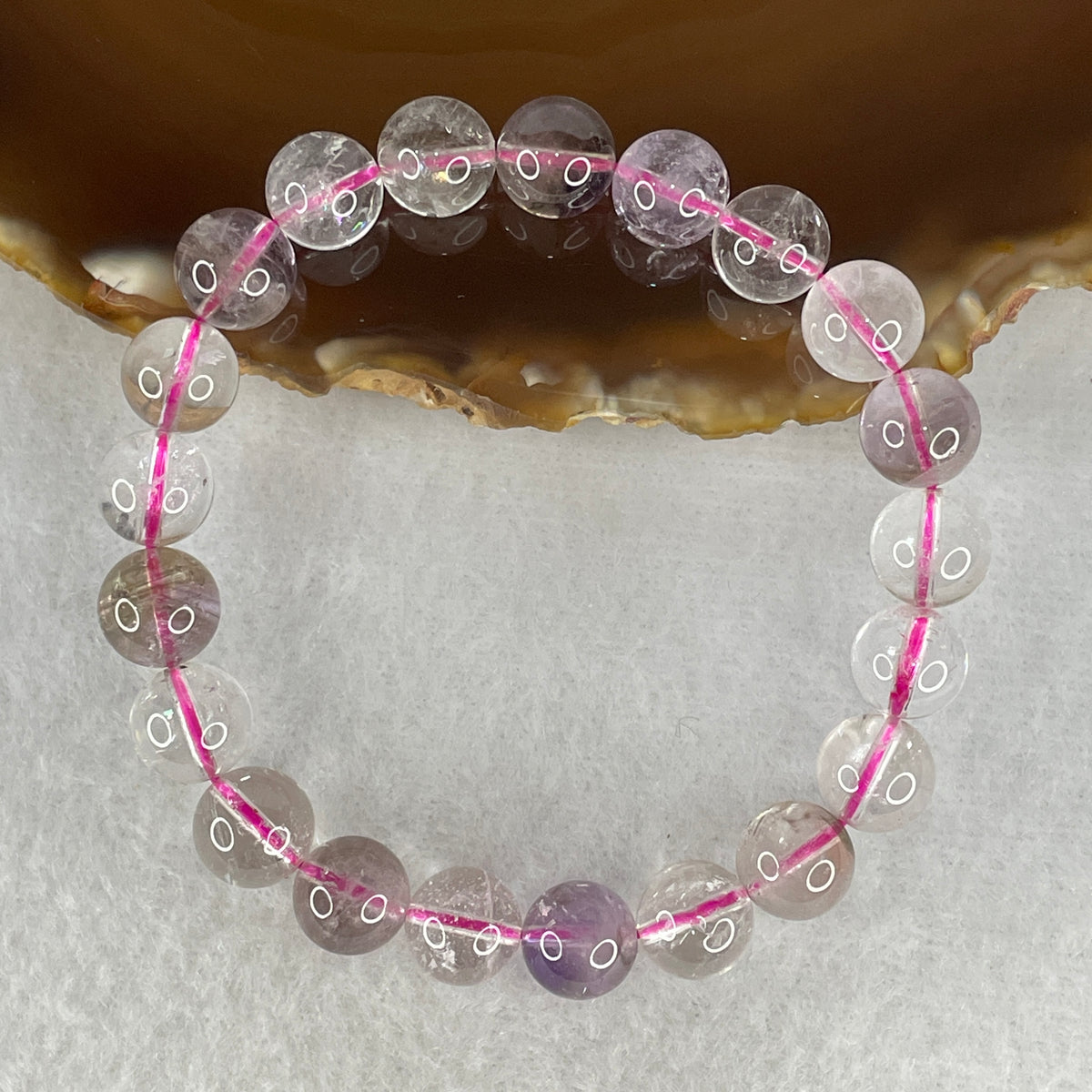 Certified Entry-Grade Natural Super 7 Crystal Beads Bracelet | Substantial Mid-to-Bold Strand Silhouette | Authentic Sacred Seven Multi-Mineral Inclusions Quartz Spiritual Catalyst & Auric Shield Bracelet (22.39g | 16cm Length | 9.3mm | 21 Beads)