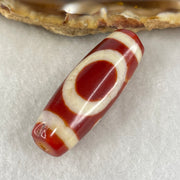 Natural Powerful Tibetan Old Oily Red White Agate One Eye Water Element Dzi Bead Heavenly Master (Tian Zhu) 一眼水元素天珠 10.49g 38.1 by 13.4mm - Huangs Jadeite and Jewelry Pte Ltd