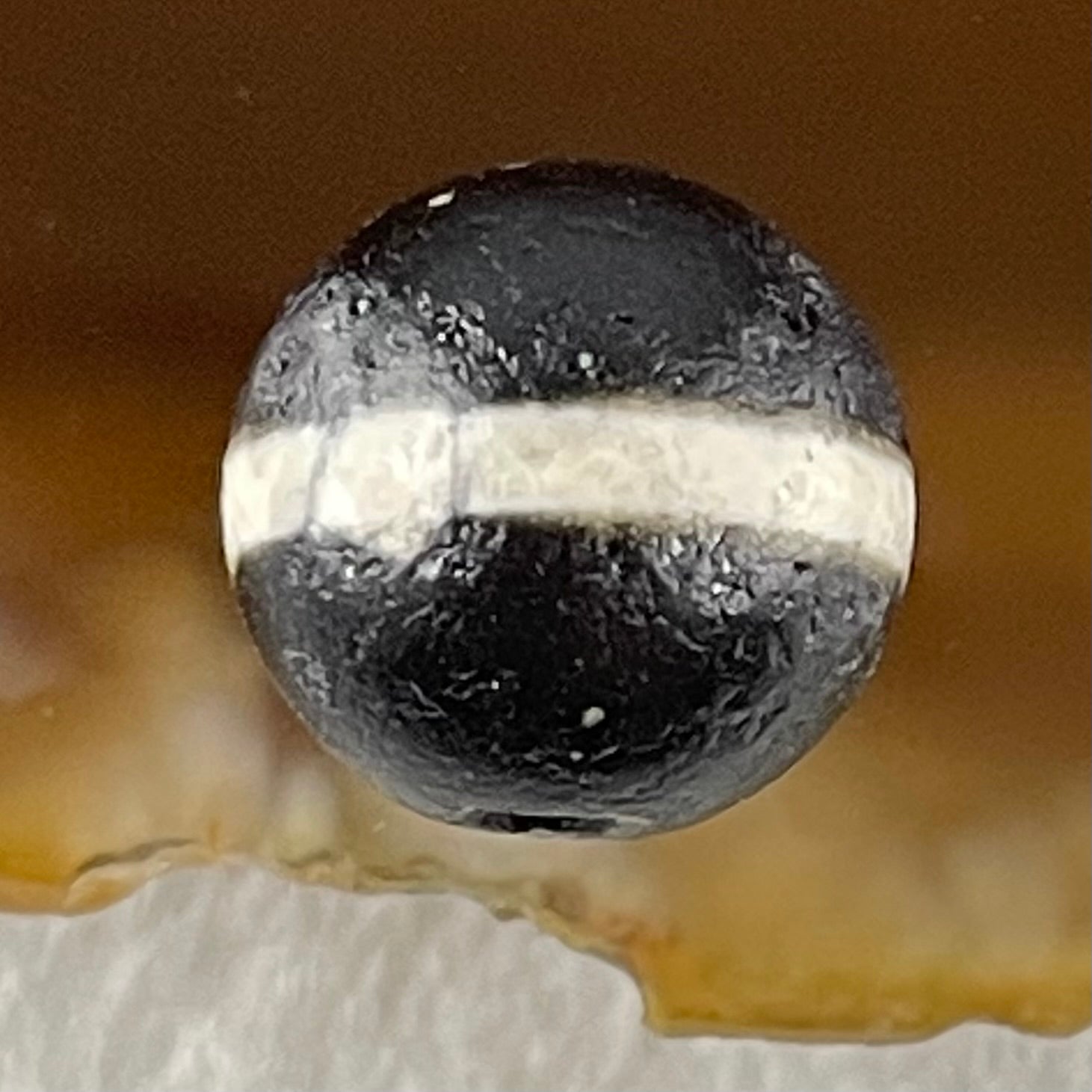 Natural Powerful Tibetan Old Oily Agate 1 Lines Dzi Bead Heavenly Master (Tian Zhu) 1.42g 10.0 by 10.4mm - Huangs Jadeite and Jewelry Pte Ltd