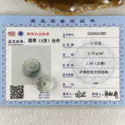 Type A Semi Icy Wuji Grey Jadeite Ping An Kou Donut Charm/Pendant 3.95g 16.7 by 6.8mm - Huangs Jadeite and Jewelry Pte Ltd