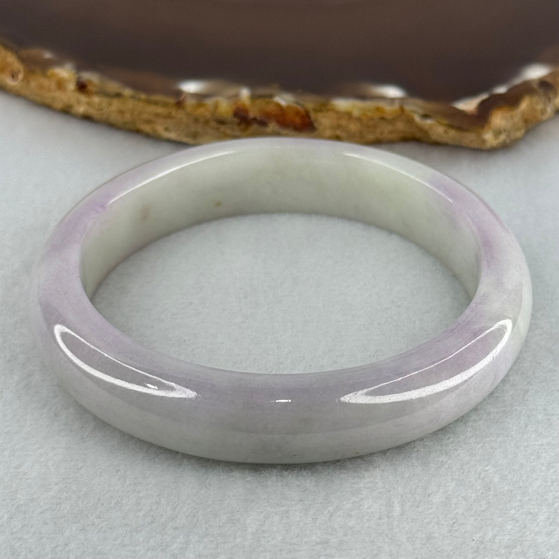 Type A Light Lavender with Slight Light Green Jadeite Bangle Internal Diameter 55.9mm 53.17g 12.1 by 8.2mm (Very Slight Internal Lines) - Huangs Jadeite and Jewelry Pte Ltd
