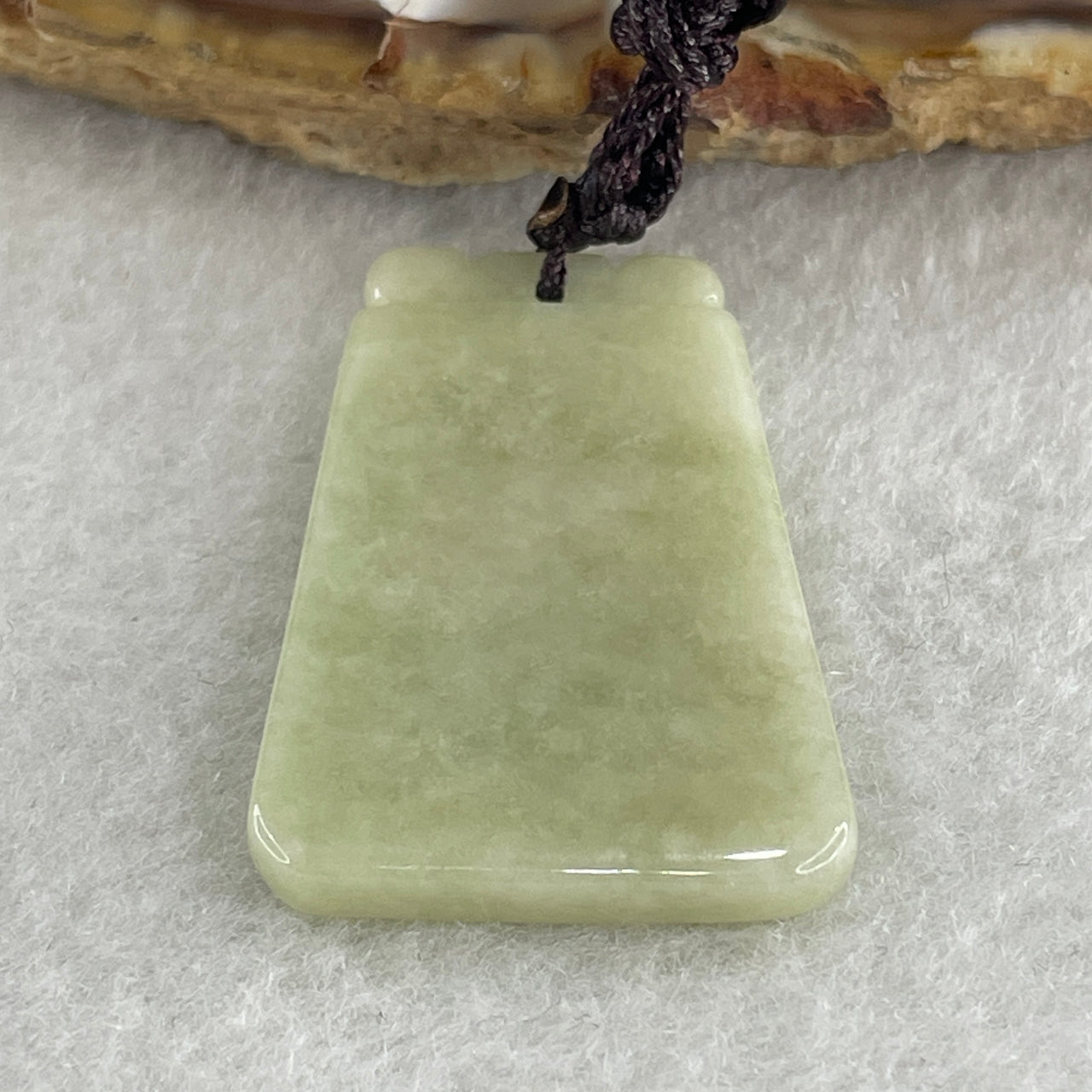 Natural Type A Green Jadeite Wu Shi Pai Pendant 7.58g 34.2 by 22.9 by 3.3mm - Huangs Jadeite and Jewelry Pte Ltd