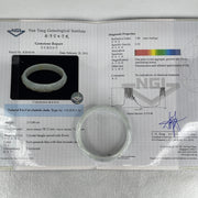 Type A Faint Blueish Green with Faint Lavender Patches Jadeite Flower and Leaf Bangle 43.09g Internal Diameter 58.12mm 13.4 by 7.4mm (External Lines) - Huangs Jadeite and Jewelry Pte Ltd