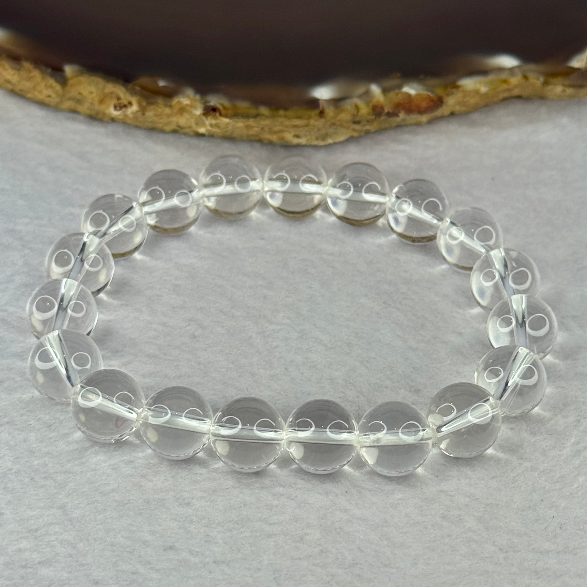 Natural Clear Quartz Bracelet 天然白水晶手链 30.79g 17cm 10.6mm 19 Beads - Huangs Jadeite and Jewelry Pte Ltd