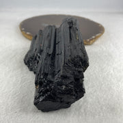 Natural Black Tourmaline Display with Wooden Stand 849.37g 94.6 by 74.8 by 135.0mm - Huangs Jadeite and Jewelry Pte Ltd