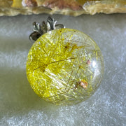 Good Grade Natural Golden Rutilated Quartz Bead in S925 Silver with Cubic Zirconia Pendant 6.45g 16.0mm - Huangs Jadeite and Jewelry Pte Ltd