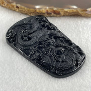 Type A Opaque to Partial Translucent Black Omphacite Jadeite Dragon Pendant 32.91g 66.0 by 42.2 by 9.5mm - Huangs Jadeite and Jewelry Pte Ltd