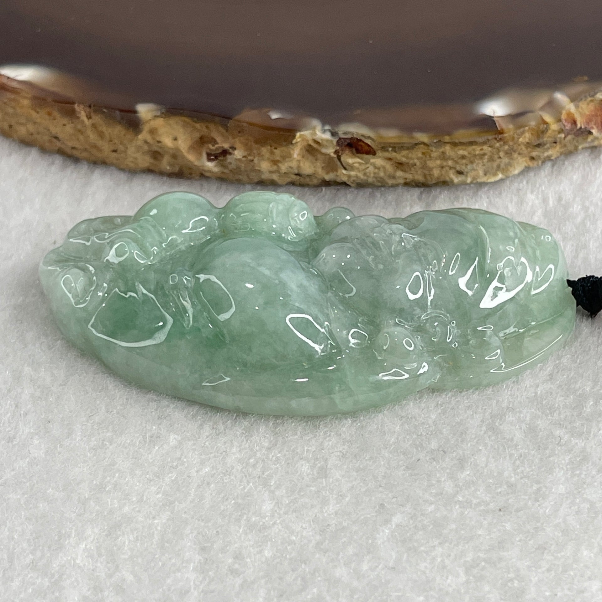 Natural Type A Green Jadeite Cai Shen Ye God of Fortune Pendant 40.74g 61.2 by 30.7 by 11.8mm - Huangs Jadeite and Jewelry Pte Ltd