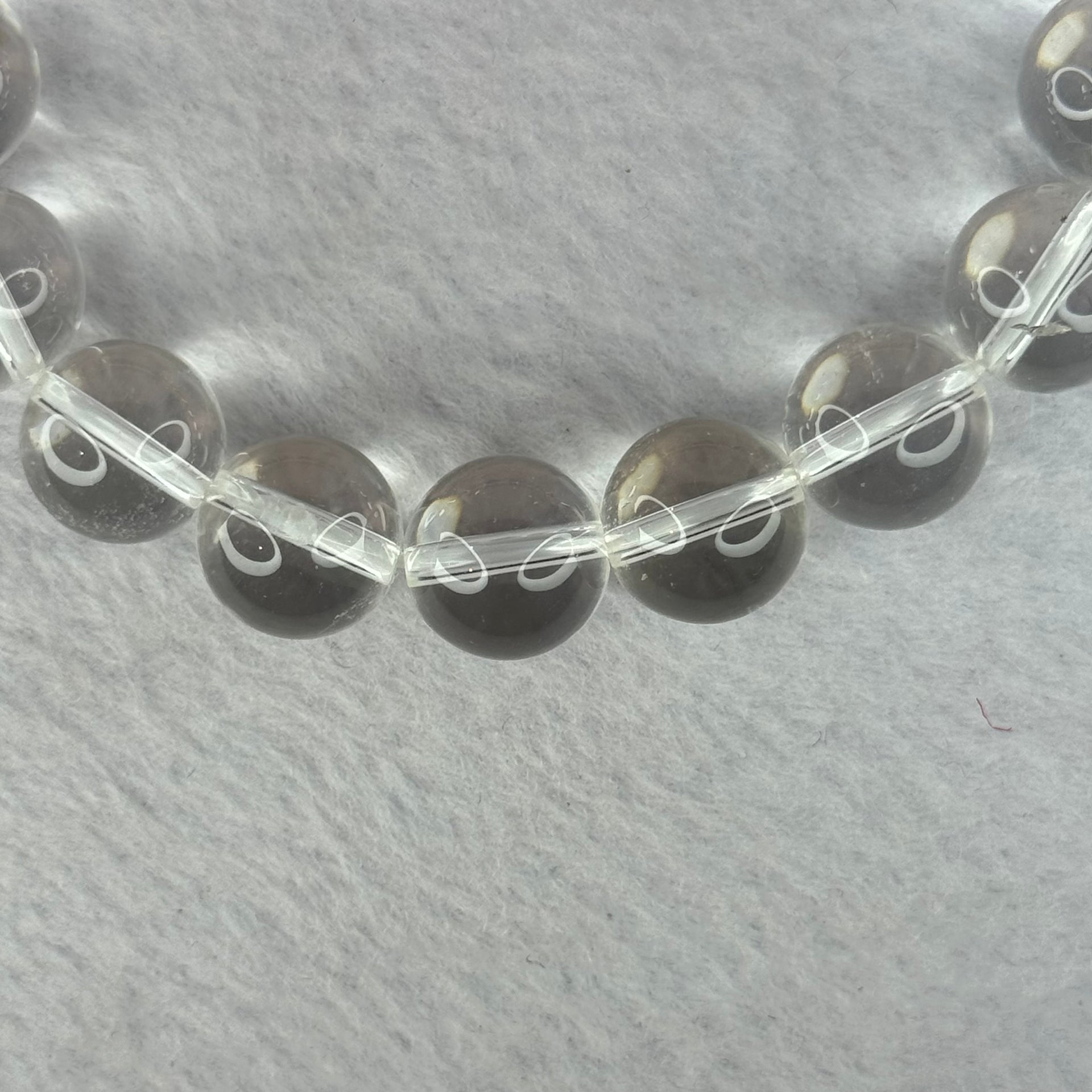 Natural Clear Quartz Beads Bracelet 天然白水晶手链 46.09g 17.5cm 12.9mm 16 Beads - Huangs Jadeite and Jewelry Pte Ltd