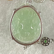 Type A Light Blueish Green Jadeite Male Pixiu in S925 Sliver Bracelet 5.79g 16.8 by 13.1 by 9.9mm - Huangs Jadeite and Jewelry Pte Ltd