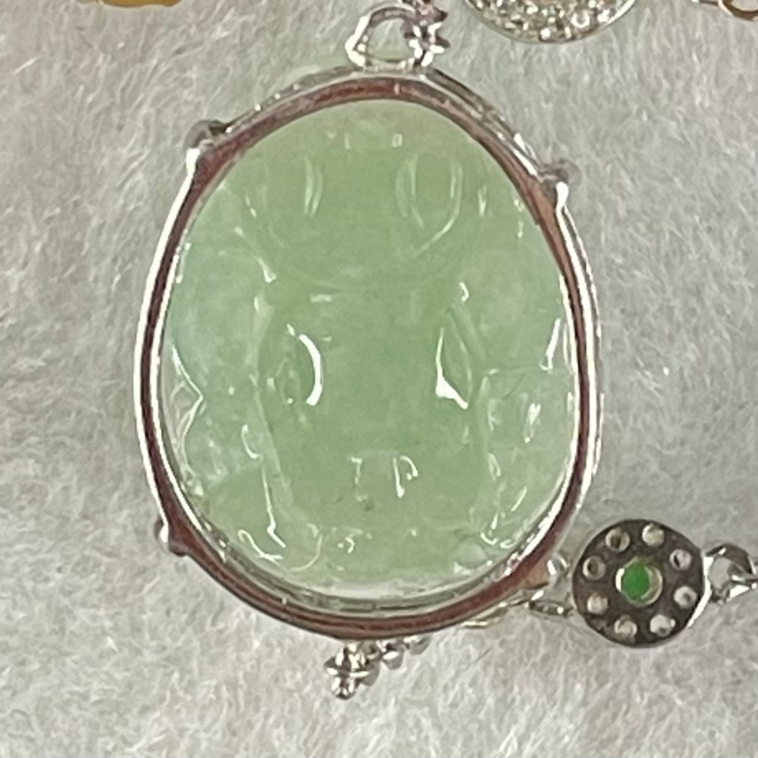 Type A Light Blueish Green Jadeite Male Pixiu in S925 Sliver Bracelet 5.79g 16.8 by 13.1 by 9.9mm - Huangs Jadeite and Jewelry Pte Ltd