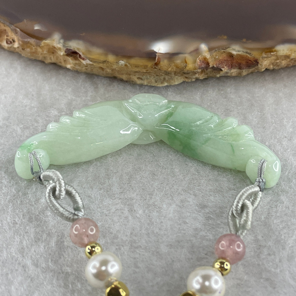 Natural Type A Green Jadeite Butterfly with Coins Pendant | Transformation, Longevity & Double Wealth Talisman (11.90g | 49.8 x 17.8 x 7.0mm) - Huangs Jadeite and Jewelry Pte Ltd