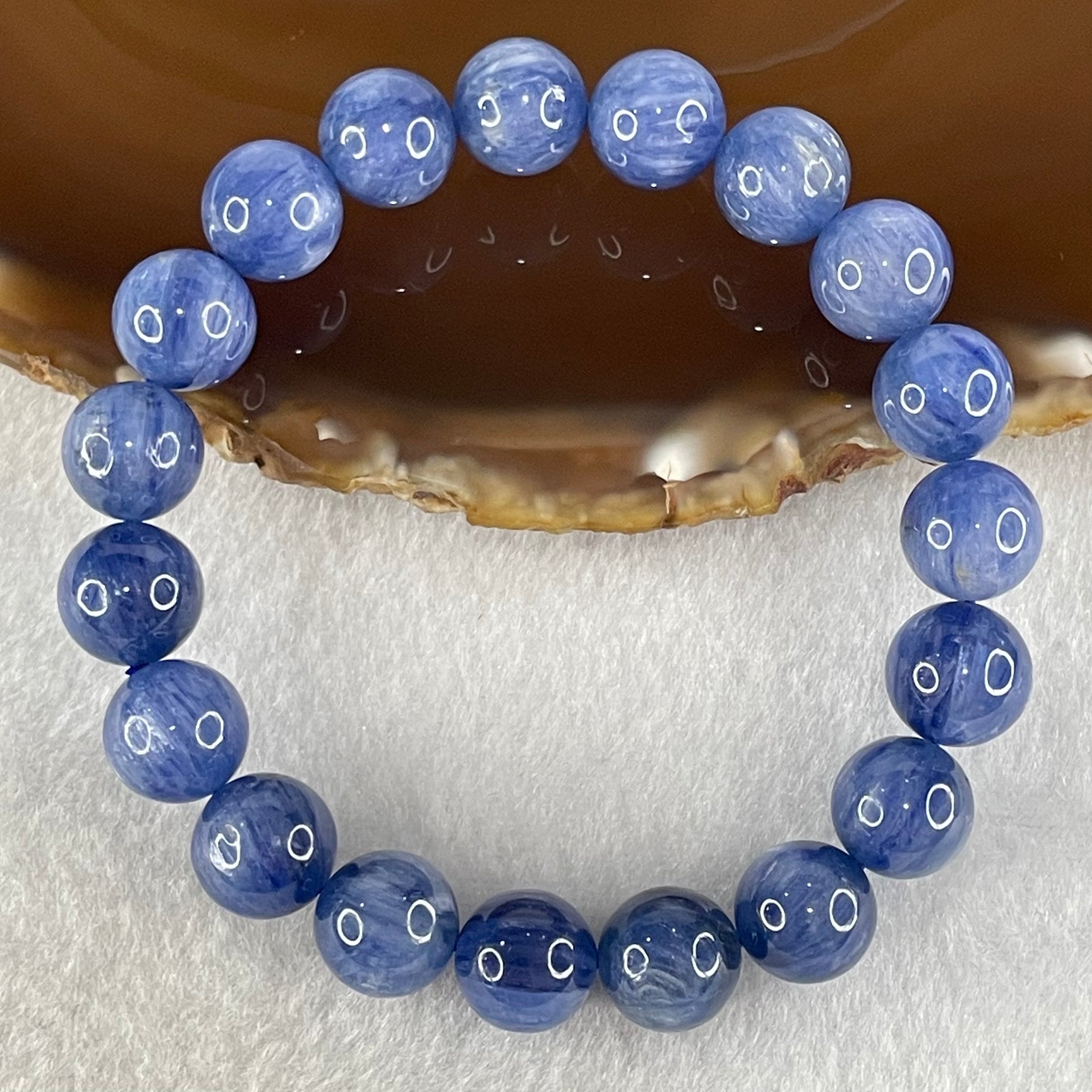 Natural Blue Kyanite Beads Bracelet 39.93g 16.5cm 10.8mm 19 Beads - Huangs Jadeite and Jewelry Pte Ltd