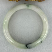 Type A Light Green with Moss Green Patches Jadeite Bangle Internal Diameter 56.5mm 75.29g 16.4 by 8.4mm (Slight Internal Line) - Huangs Jadeite and Jewelry Pte Ltd