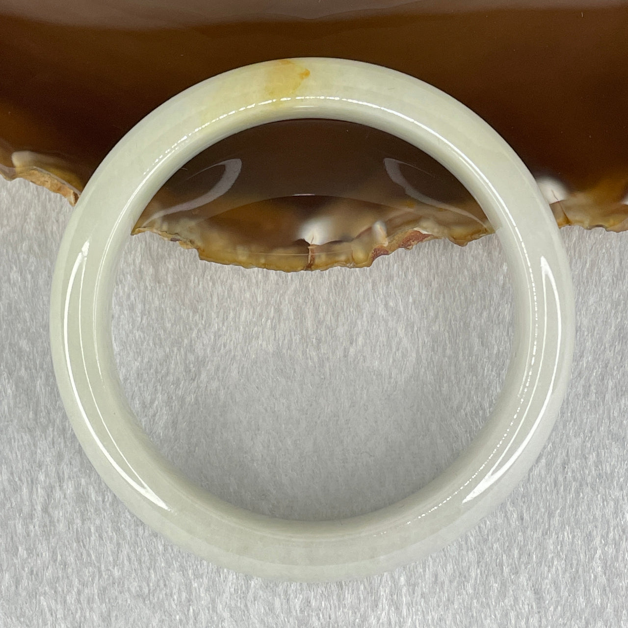Type A Faint Green with Faint Lavender and Yellow Spot Jadeite Bangle 53.71g Internal Diameter 54.0mm 13.9 by 7.7mm (Very Slight Internal Lines) - Huangs Jadeite and Jewelry Pte Ltd