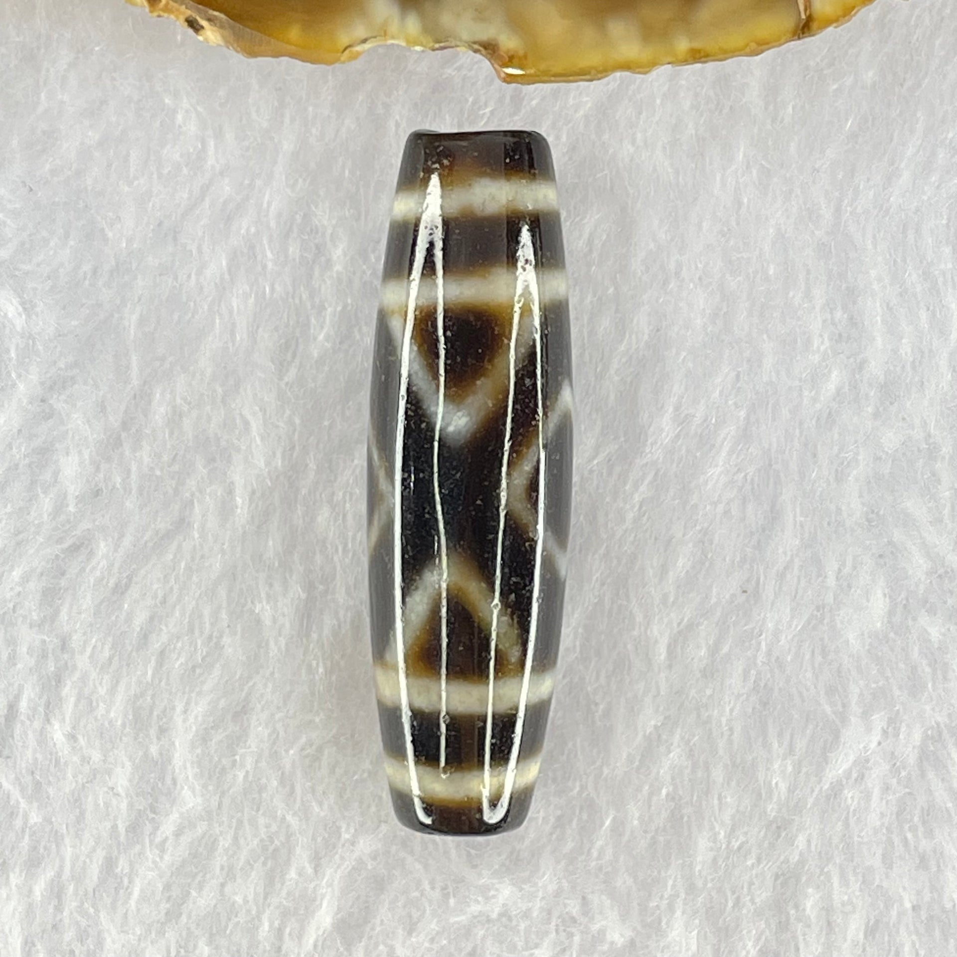 Natural Powerful Tibetan Old Oily Agate 2-Eye Vajra Dzi Bead Heavenly Master (Tian Zhu) 二眼天珠 7.20g 38.0 by 11.2mm - Huangs Jadeite and Jewelry Pte Ltd
