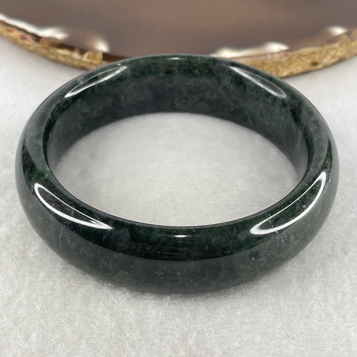 Natural Green Moss Agate Bangle | Enchanted Forest Energy & Abundance Bracelet (56.85g | 54.9mm Inner Diameter | 17.2x8.2mm)