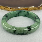Type A Dark Green Piao Hua Jadeite Bangle 66.76g Internal Diameter 58.4mm 13.9 by 8.7mm (Very Slight External Rough) - Huangs Jadeite and Jewelry Pte Ltd