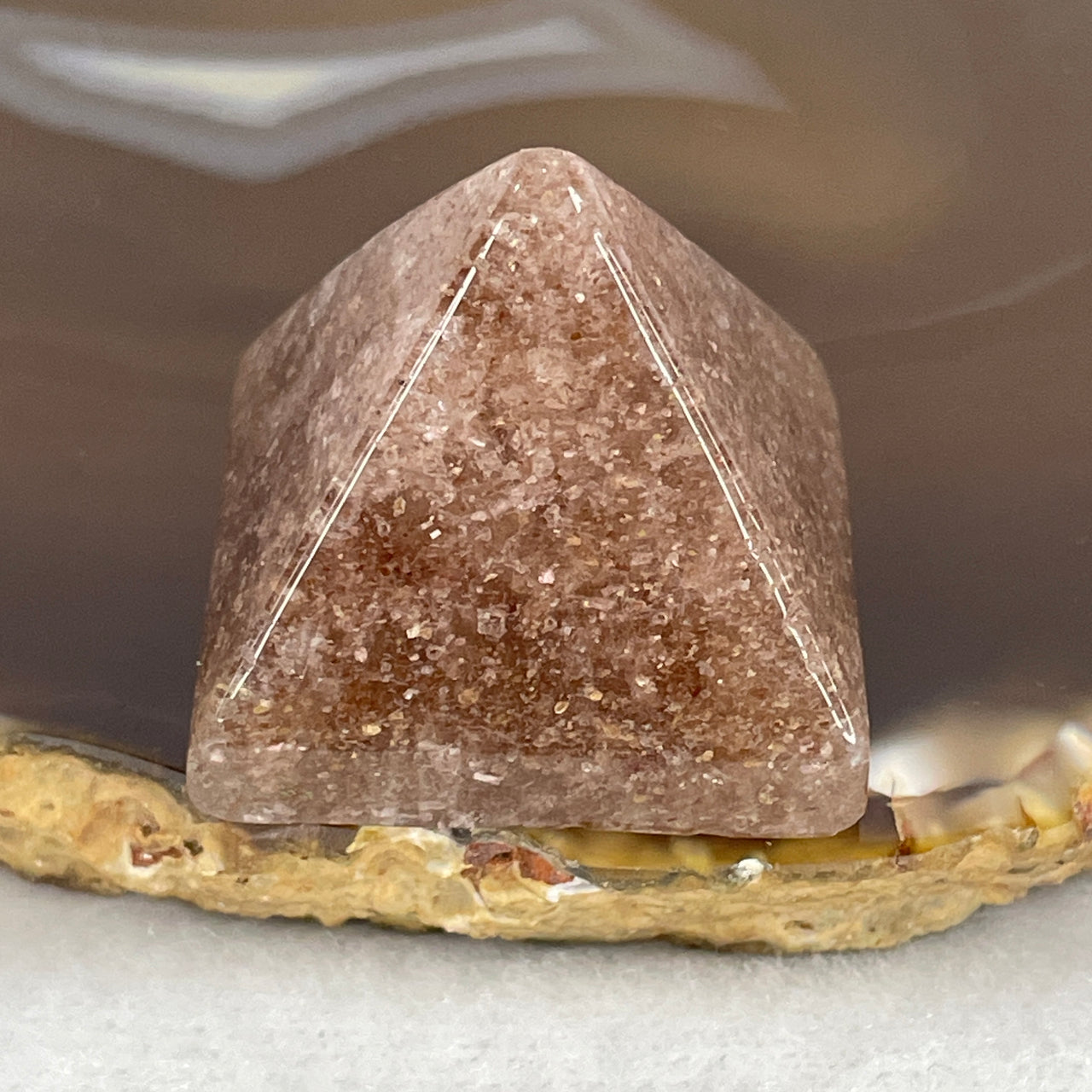 Natural Dark Pink Strawberry Quartz Pyramid | Rare Deep Lepidocrocite Inclusions | Master Manifestation, Soul-Purpose & Heart-Chakra Radiance Monolith (30.46g 30.1x26.5mm)