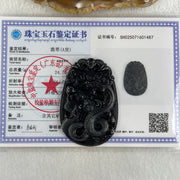 Type A Opaque to Partial Translucent Black Omphacite Jadeite Snake Pendant 24.70g 59.7 by 40.1 by 8.5mm - Huangs Jadeite and Jewelry Pte Ltd