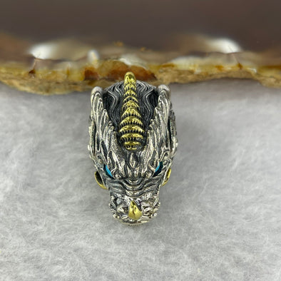 925 Dragon with Turquoise Eyes 11.35g 26.6 by 15.0 by 17.5 mm - Huangs Jadeite and Jewelry Pte Ltd
