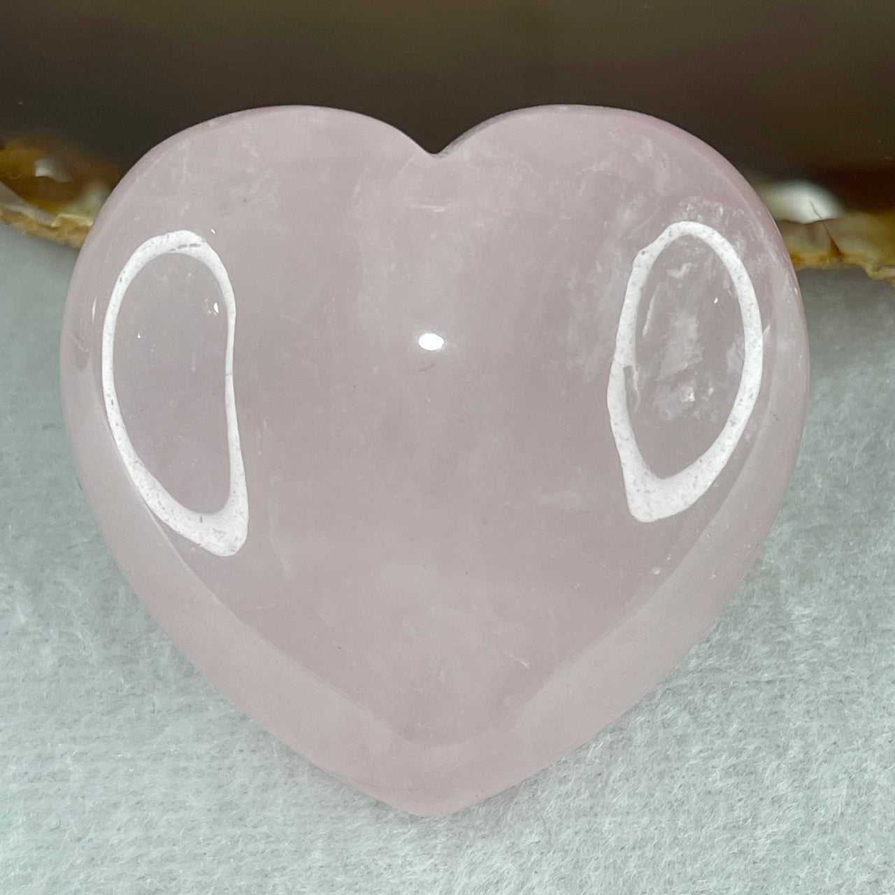 Average Grade Natural Rose Quartz Heart Shape Display 99.41g 48.2 by 50.7 by 27.6mm