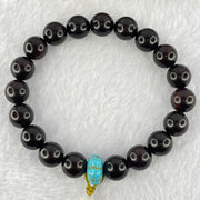 Natural Zitan Wood Beads with Turquoise Bracelet 15.30g 17cm 10.3mm 19 Beads - Huangs Jadeite and Jewelry Pte Ltd