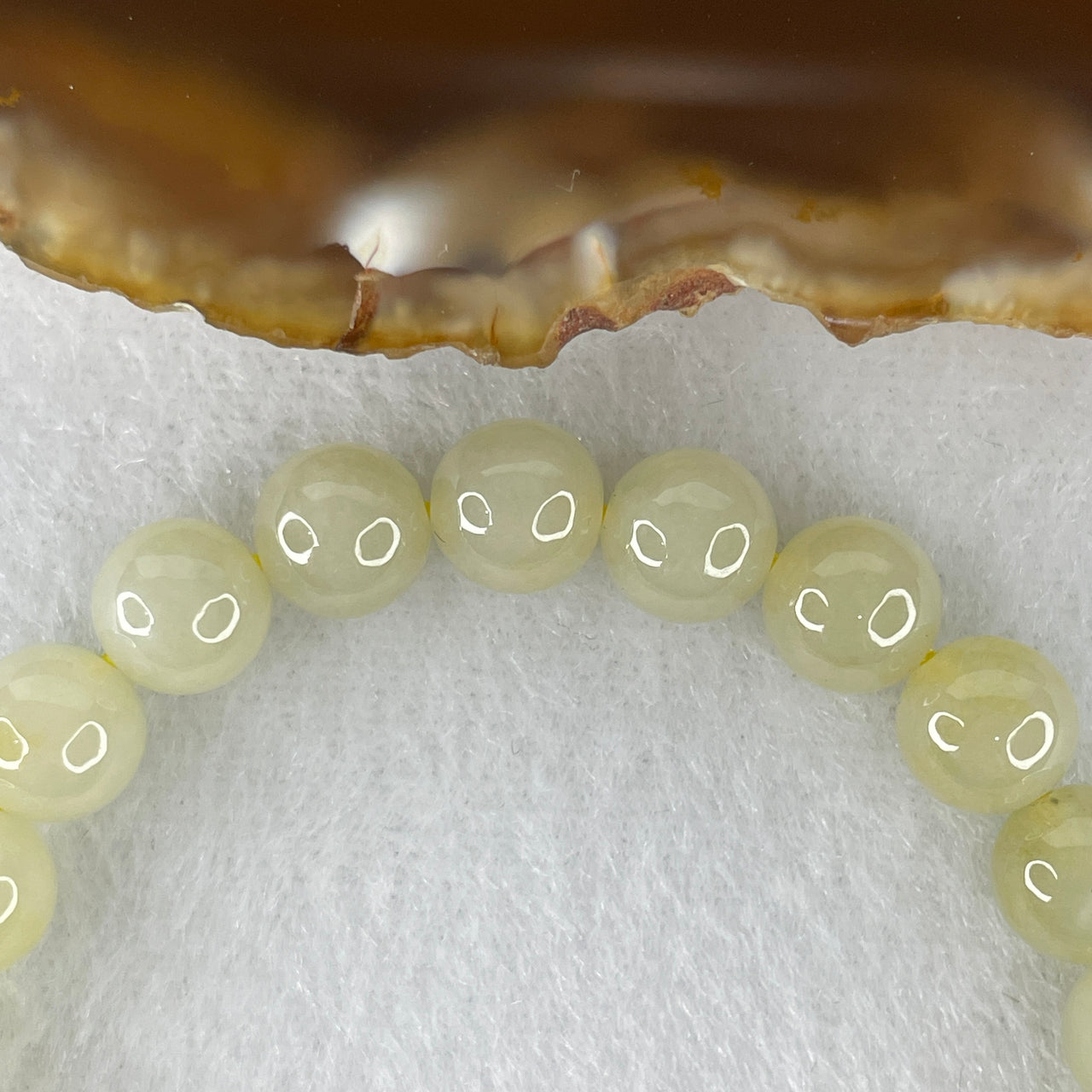 Natural Type A Light Yellowish Green Jadeite Bracelet | 15cm Small 7.9mm Round Genuine Jade Bead Fortune & Growth Strand (19.89g, 23 Beads)