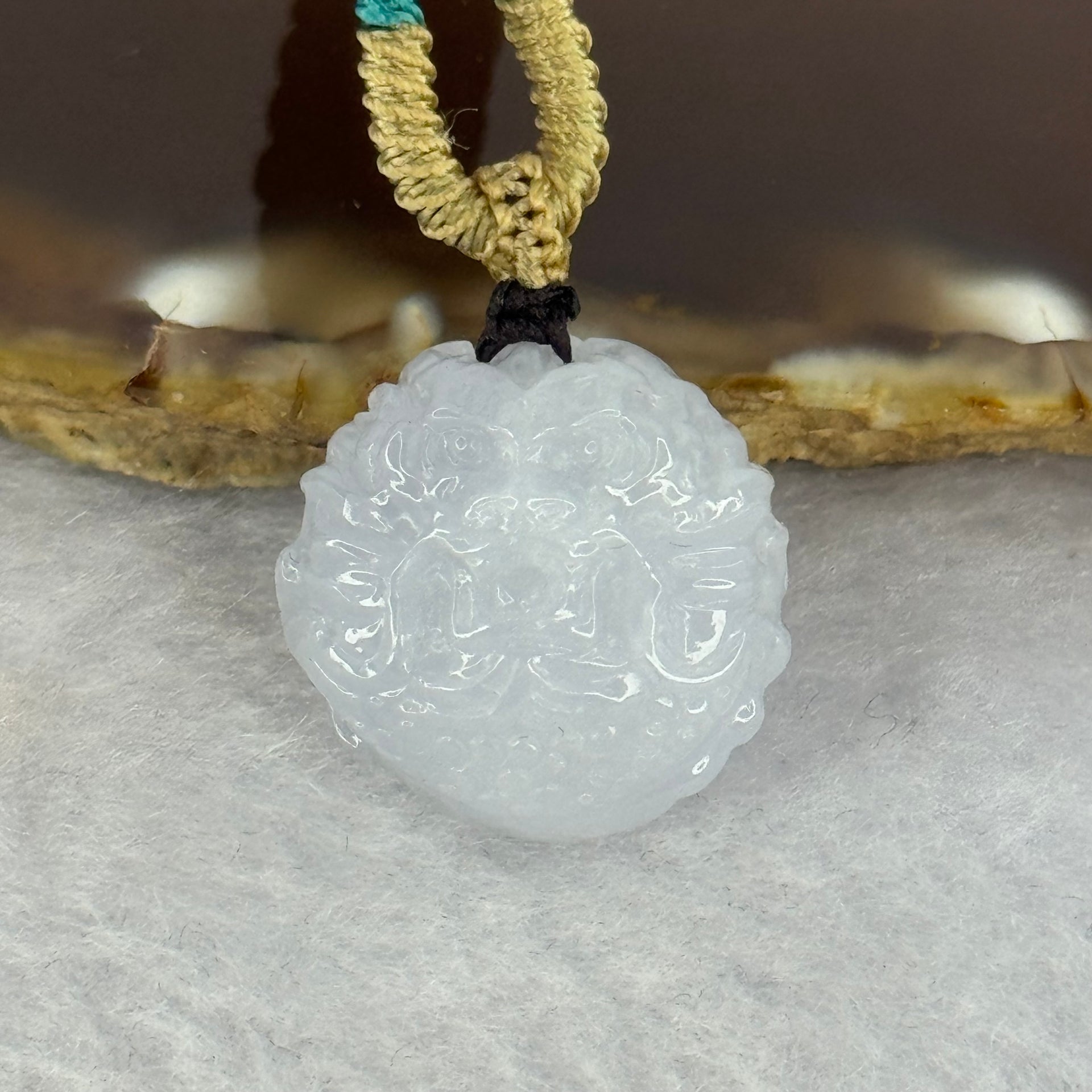 Type A Faint Lavender Jadeite Dragon Ball Pendant 13.34g 19.2 by 18.9mm - Huangs Jadeite and Jewelry Pte Ltd