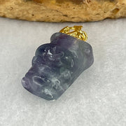 Natural Purple and Green Fluorite Ox Charm Pendant 3.17g 17.2 by 11.6 by 8.1mm - Huangs Jadeite and Jewelry Pte Ltd