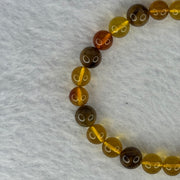 Natural Mixed Color Amber Beads Bracelet 天然琥珀手链 4.58g 15cm 7.0mm 26 Beads - Huangs Jadeite and Jewelry Pte Ltd