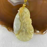 Grandmaster Type A Yellow with Faint Green and Red Jadeite Shan Shui with Buddha Pendant 22.54g 69.8 by 39.7 by 4.8mm - Huangs Jadeite and Jewelry Pte Ltd