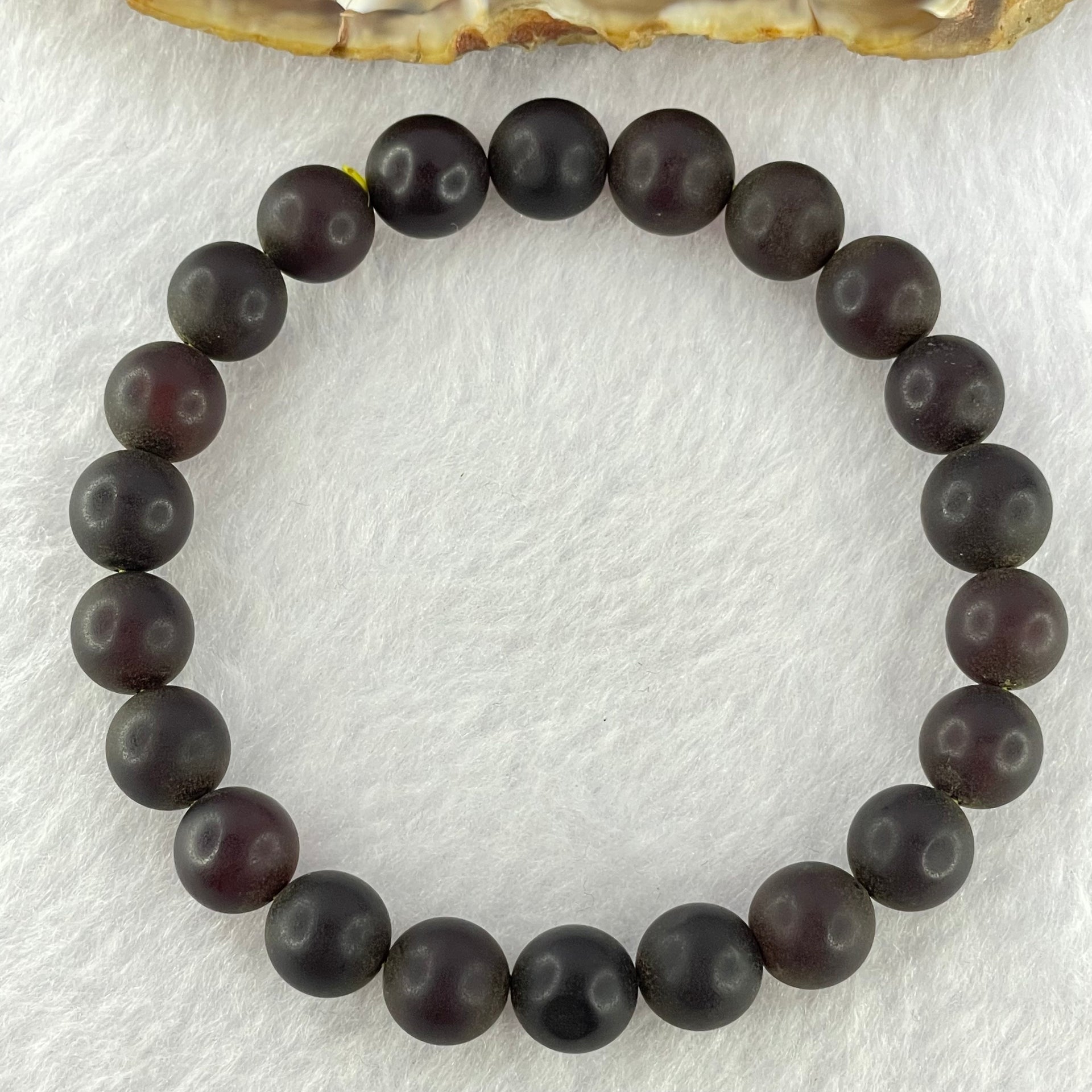 Natural Iron Blood King Amber Beads Bracelet 天然铁血王琥珀手链 9.29g 17cm 9.7mm 22 Beads - Huangs Jadeite and Jewelry Pte Ltd