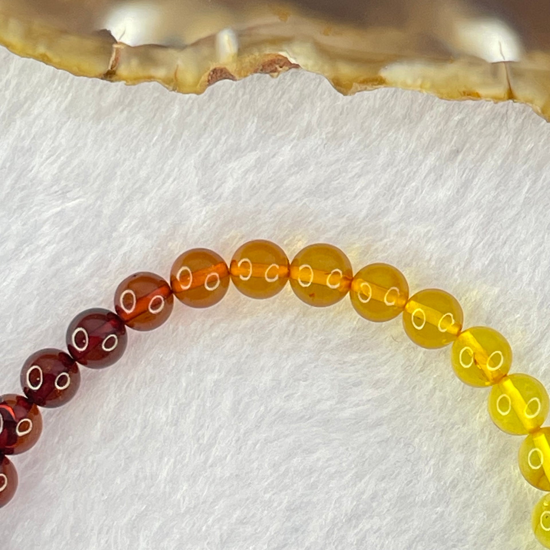 Natural Mixed Multi Color Amber Beads Bracelet 3.23g 15.5cm 5.8mm 32 Beads - Huangs Jadeite and Jewelry Pte Ltd