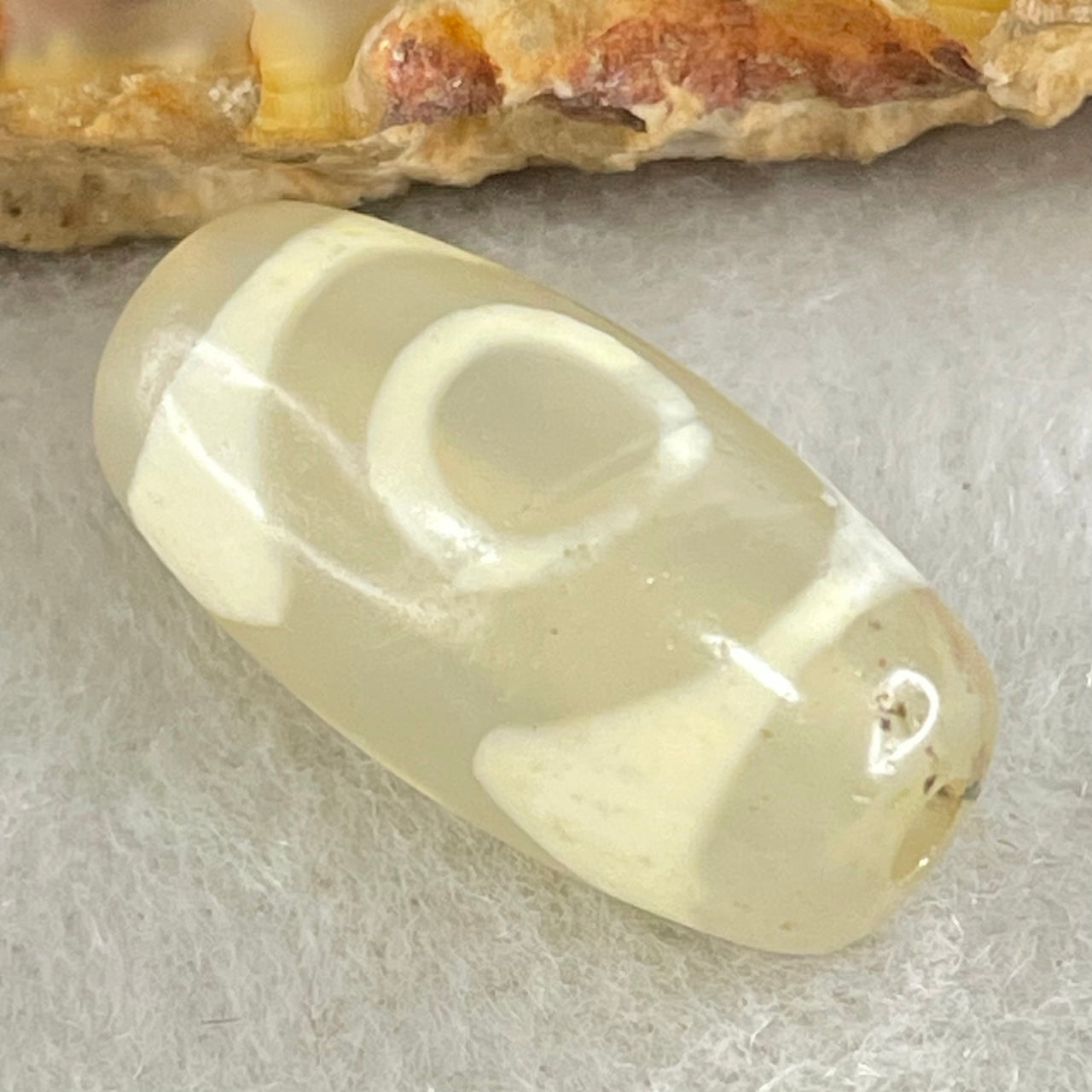 Natural Powerful Tibetan Old Oily Agate 3 Eyes Dzi Bead Heavenly Master (Tian Zhu) 三眼天诛 3.10g 20.2 by 10.2mm - Huangs Jadeite and Jewelry Pte Ltd
