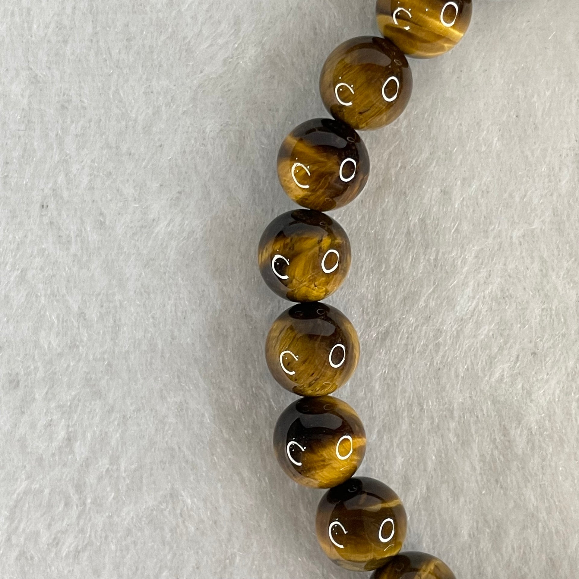 Natural Yellow Tiger's Eye Quartz Beads Bracelet 18.38g 16cm 8.4mm 23 Beads - Huangs Jadeite and Jewelry Pte Ltd