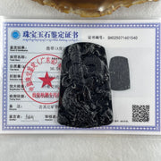 Type A Opaque Black Omphacite Jadeite Guan Yin on Dragon Pendant 36.54g 66.7 by 43.5 by 8.0mm - Huangs Jadeite and Jewelry Pte Ltd