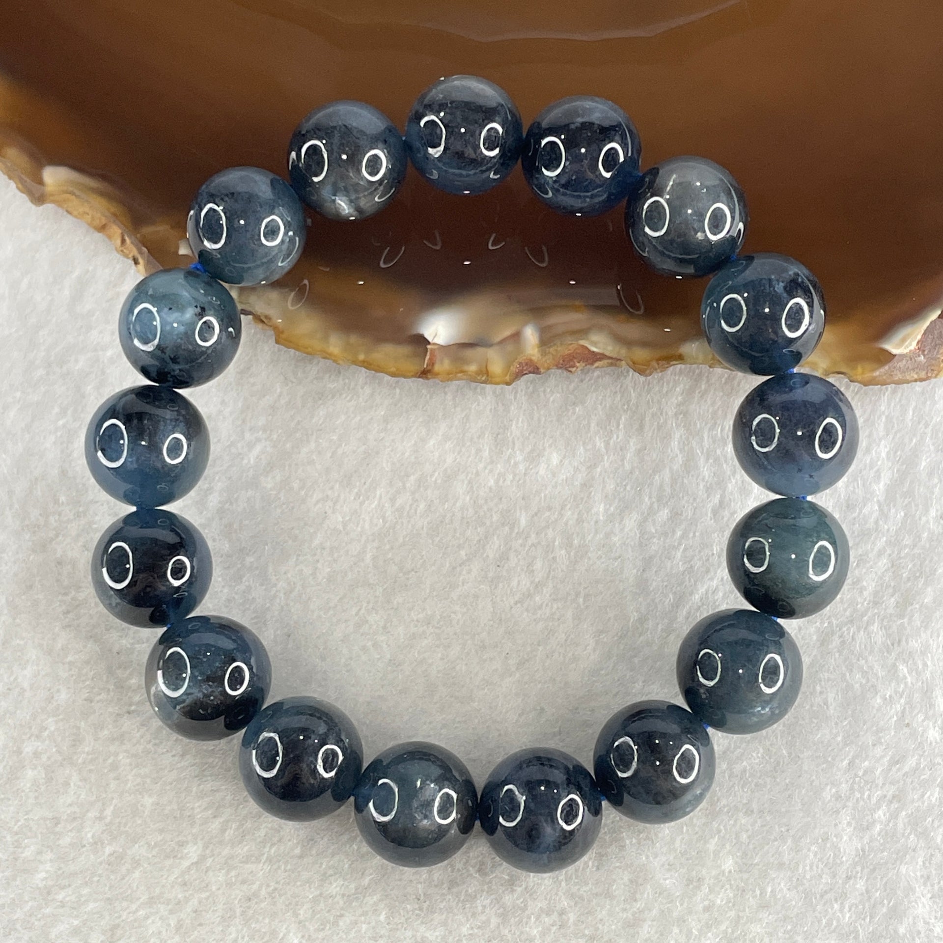 Above Average Natural Blue Devil Aquamarine Beads Bracelet 37.72g 16cm 11.8mm 17 Beads - Huangs Jadeite and Jewelry Pte Ltd
