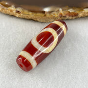 Natural Powerful Tibetan Old Oily Red White Agate One Eye Earth Element Dzi Bead Heavenly Master (Tian Zhu) 一眼土元素天珠 10.72g 37.5 by 13.5mm - Huangs Jadeite and Jewelry Pte Ltd