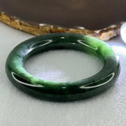 Type A Dark Green with Emerald Green Spots Jadeite Bangle Internal Diameter 55.2mm 87.66g 12.4 by 12.7mm (Slight Internal Lines) - Huangs Jadeite and Jewelry Pte Ltd