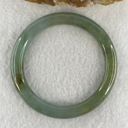 Natural Type A Blueish Green Piao Hua Jadeite Flat Ding Dang Bangle 27.60g Inner Diameter 51.3mm 7.0 by 7.9mm (Very Slight External Line) - Huangs Jadeite and Jewelry Pte Ltd
