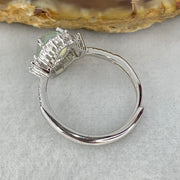 Type A Icy Light Sky Blue Jadeite Cabochon with Crystals in S925 Sliver Ring 2.55g 8.6 by 6.9 by 4.0mm - Huangs Jadeite and Jewelry Pte Ltd