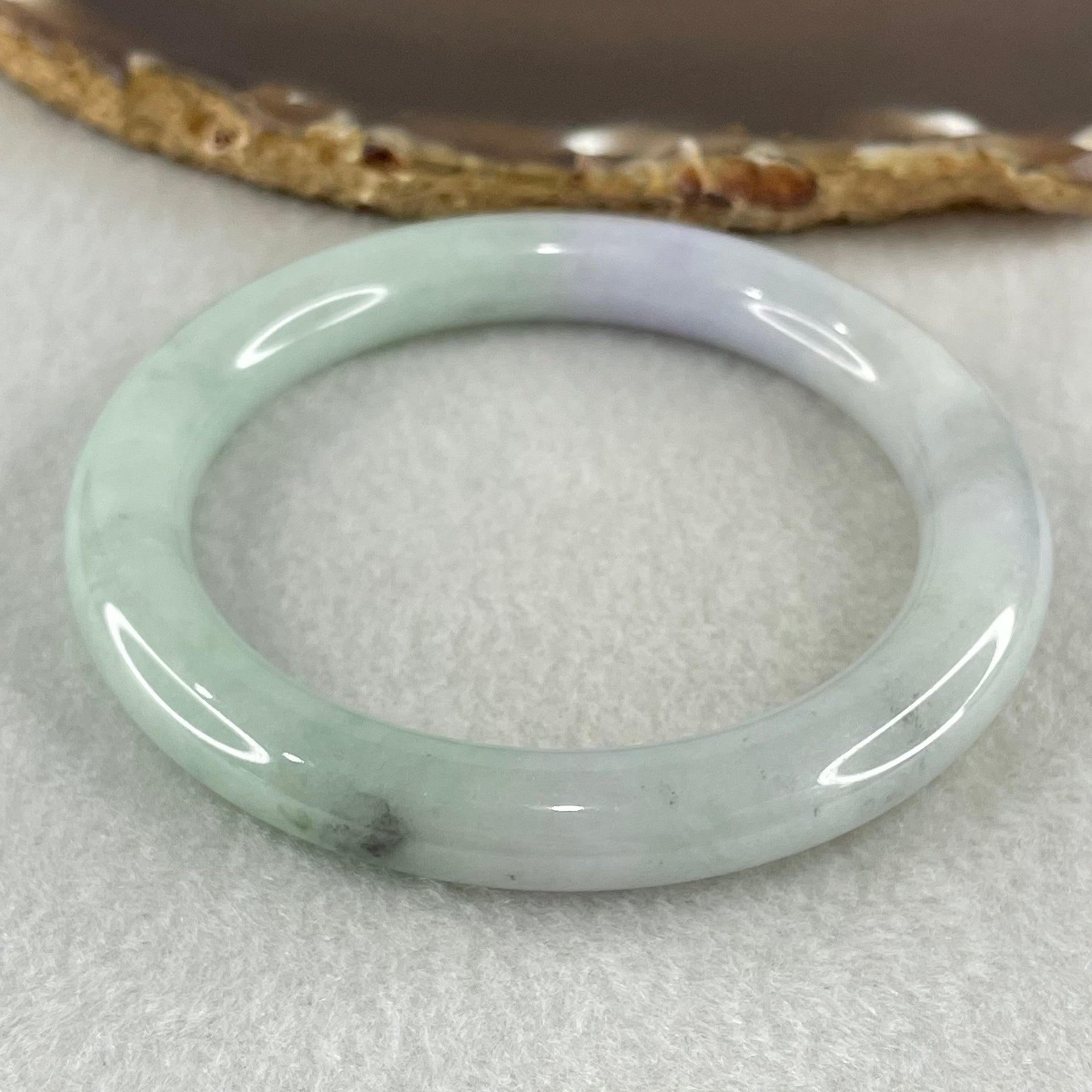 Type A Light Green with Lavender and Blueish Green Floral Piao Hua Jadeite Bangle 46.69g Inner Diameter 55.5mm 9.0 by 10.4mm (Internal Line) - Huangs Jadeite and Jewelry Pte Ltd