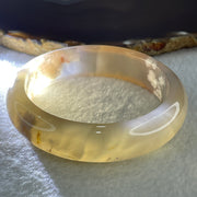 Natural Faint Yellow with Faint Lavender Flower Agate Bangle 56.68g Internal Diameter 59.2mm 15.8 by 8.9mm (Perfect) - Huangs Jadeite and Jewelry Pte Ltd