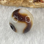 Natural Powerful Tibetan Old Oily Agate Tiger Tooth Daluo Dzi Bead Heavenly Master (Tian Zhu) 虎呀天诛 1.40g 9.8 by 10.3mm - Huangs Jadeite and Jewelry Pte Ltd
