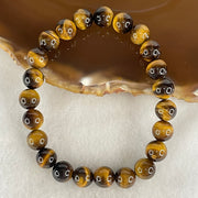 Natural Yellow Tiger's Eye Quartz Beads Bracelet 18.29g 16cm 8.4mm 23 Beads - Huangs Jadeite and Jewelry Pte Ltd